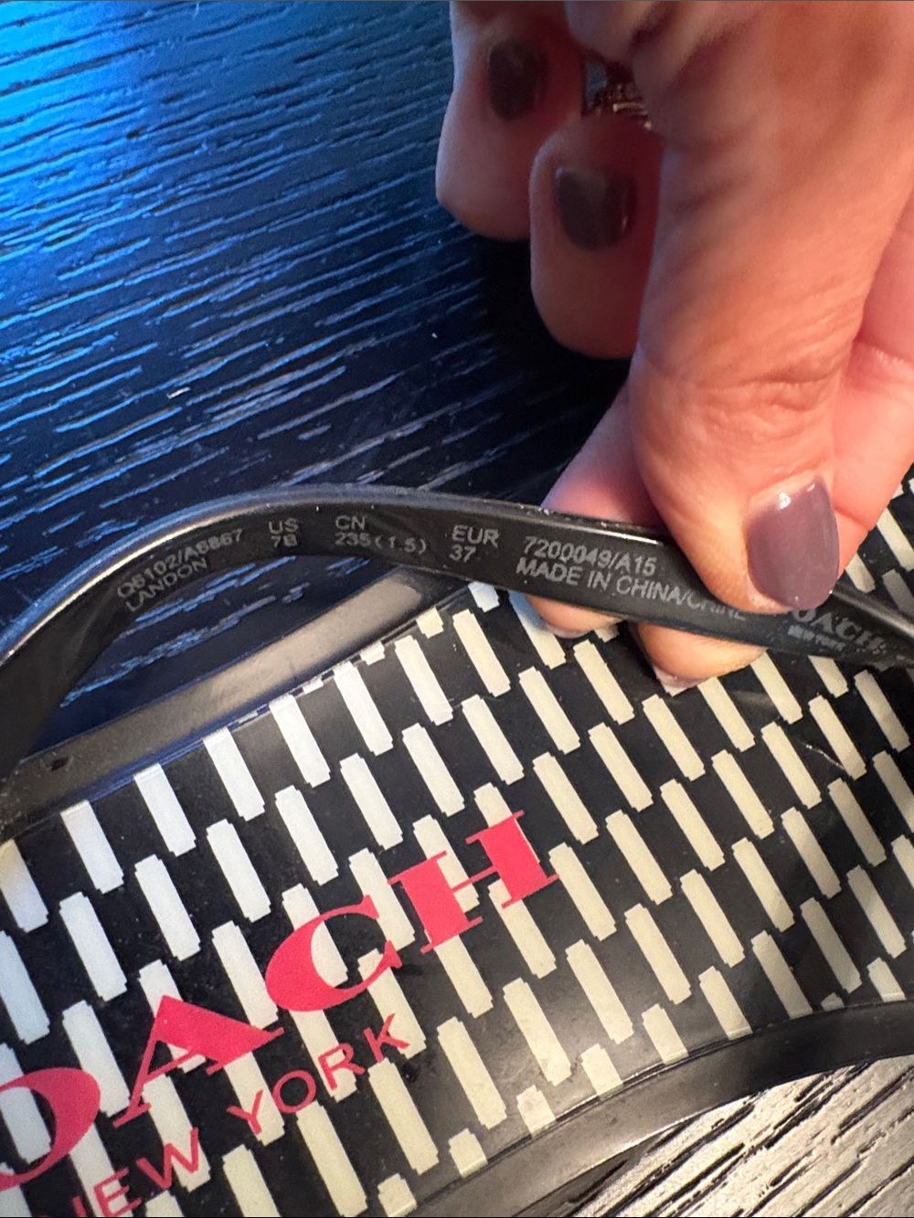Coach Black Flip Flops with Gold Bow Detail - Picture 4 of 5